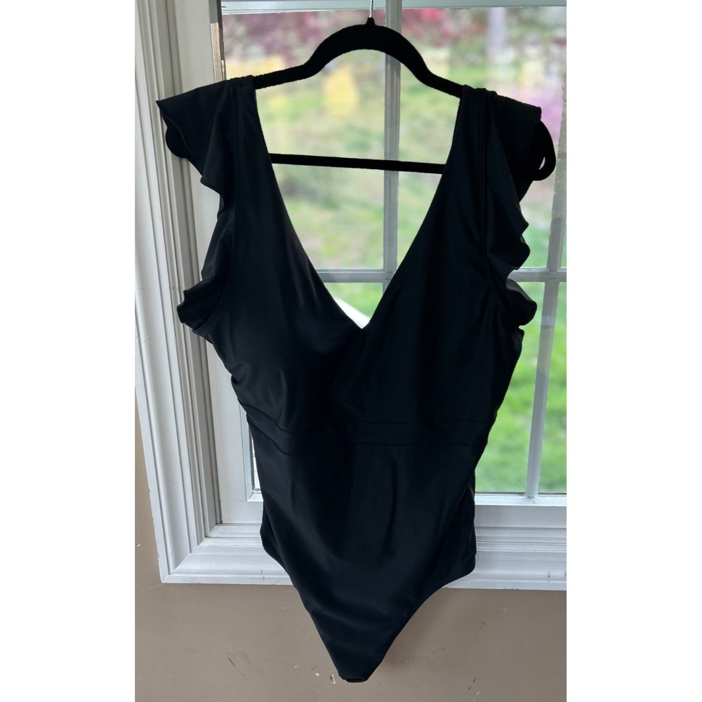 Summersalt The Ruffle Backflip One Piece Swimsuit Sz 16 Black EUC